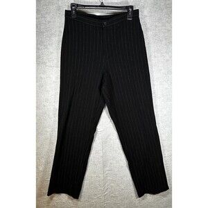 Briggs New York Black Pinstripe Dress Pants Women Size 8 High Rise Rayon Blend